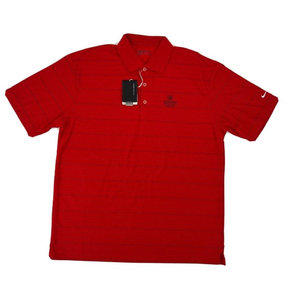 Nike Golf Shirt Men's Red Stripes L Fit Dry Polo The‎ Golf Club At Mansion Ridge - Picture 1 of 11